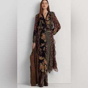 Lauren Ralph Lauren Women Mixed-Floral Ruffle-Trim  georgette skirt